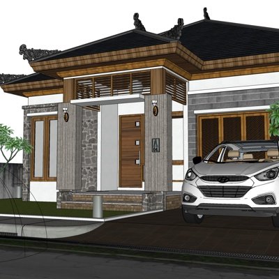 中式独栋别墅su模型