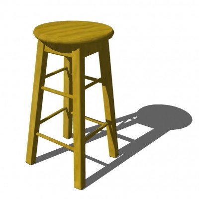 现代黄色实木吧台椅su模型