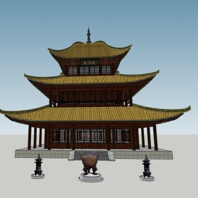 中式岳阳楼su模型