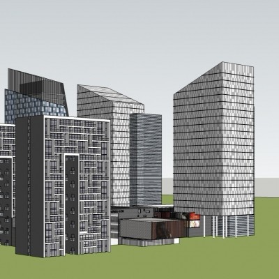 现代办公楼组合su模型