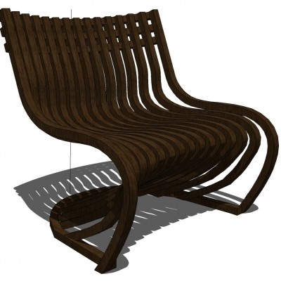 现代实木室外椅su模型