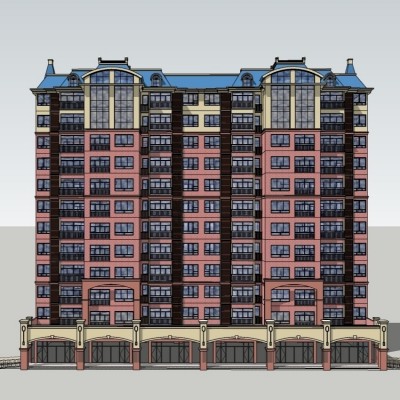 欧式多层公寓楼su模型