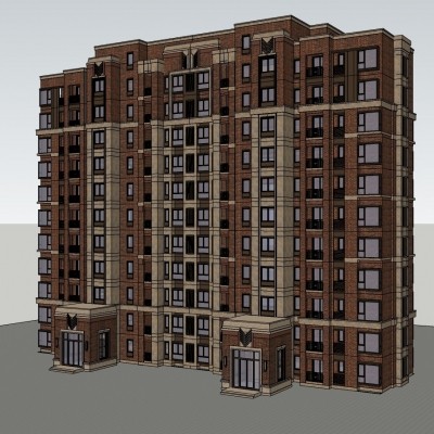 新古典多层公寓楼su模型