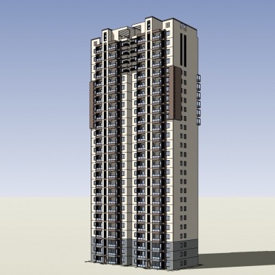 中式高层公寓楼su模型