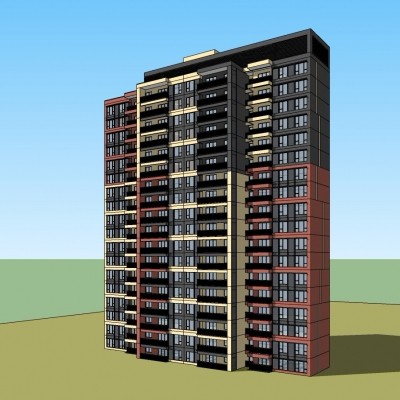 现代多层公寓楼su模型