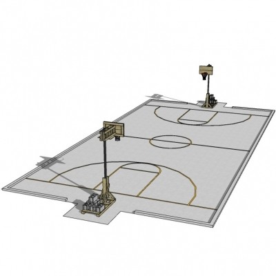 现代篮球场su模型