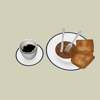 现代咖啡面包su模型