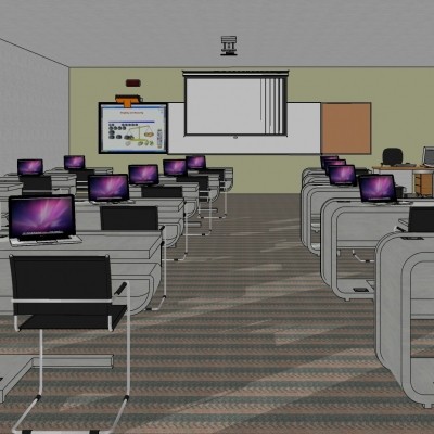 现代电脑教室su模型
