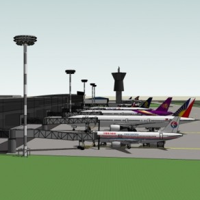 现代飞机场su模型