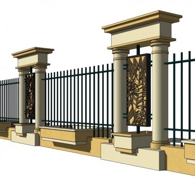 欧式围墙栏杆su模型