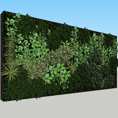现代绿植背景墙su模型