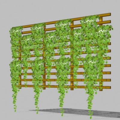 现代植物背景墙su模型
