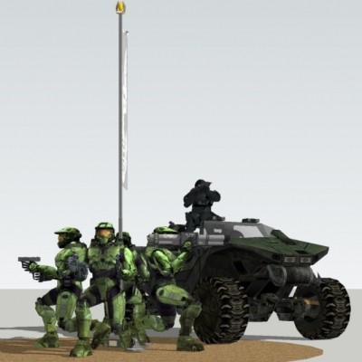 现代游戏装甲士兵组合su模型