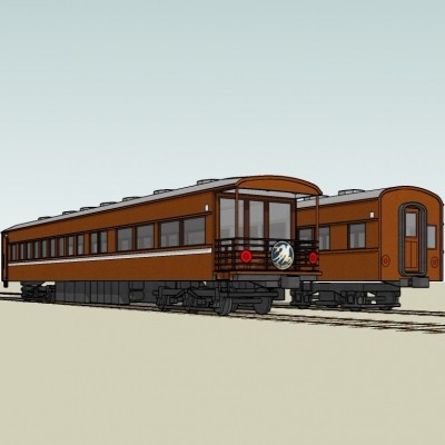 欧式复古火车车厢su模型