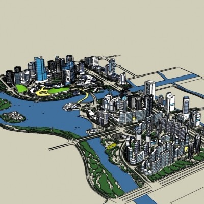 现代城市规划设计su模型