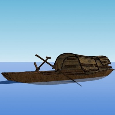 中式乌篷船su模型