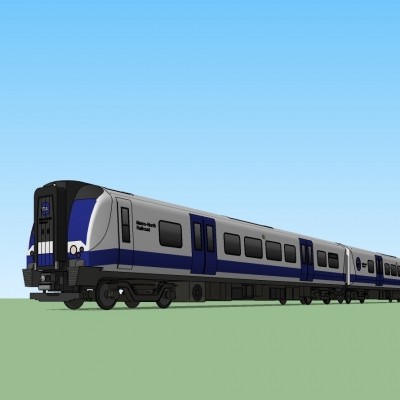 现代火车车厢su模型