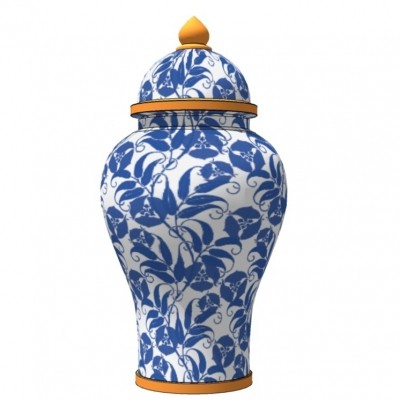 中式青花瓷陶罐su模型
