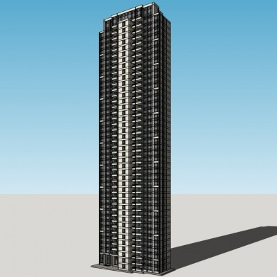 现代超高层公寓楼su模型