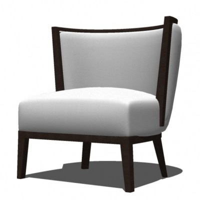 新中式实木布艺单椅su模型