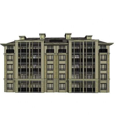欧式多层公寓楼su模型
