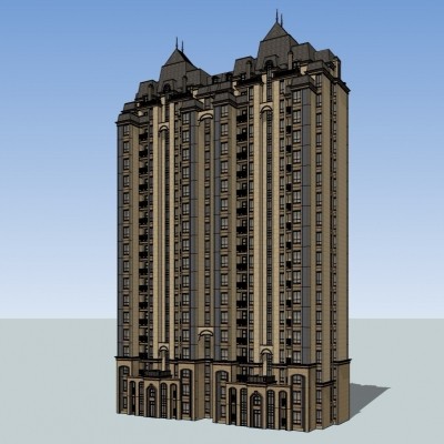 法式高层公寓楼su模型