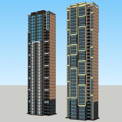 现代超高层公寓楼su模型