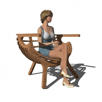 现代创意实木单椅su模型