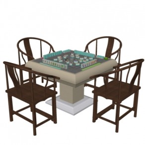 中式麻将桌su模型