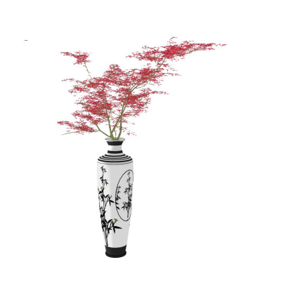 中式花瓶花卉su模型