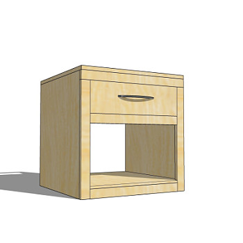 现代实木床头柜su模型