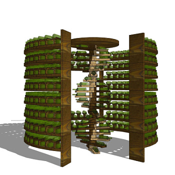 现代实木酒架su模型