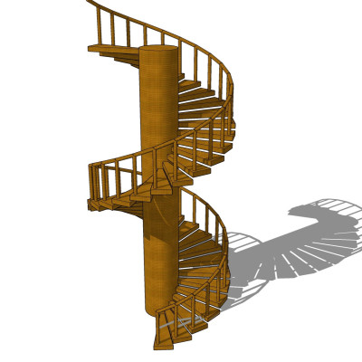 现代实木螺旋楼梯su模型