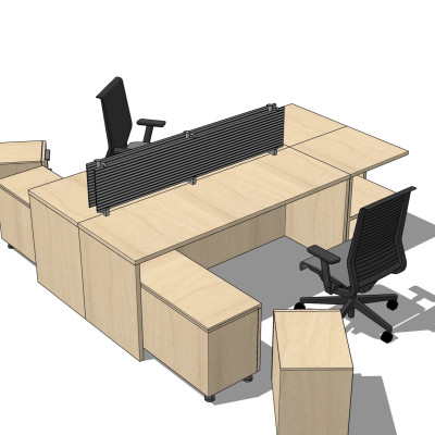 现代卡位办公桌su模型