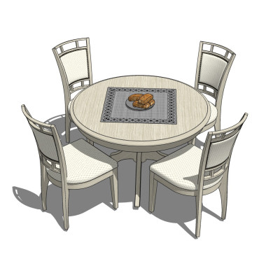 美式圆形餐桌椅su模型