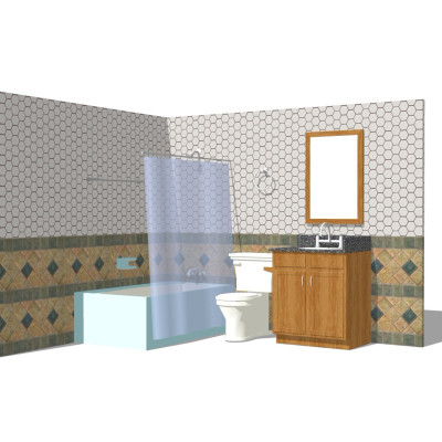 现代浴缸浴室柜su模型