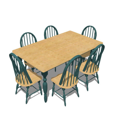 美式餐桌椅su模型