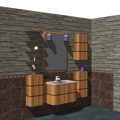 现代浴室柜洗手台su模型