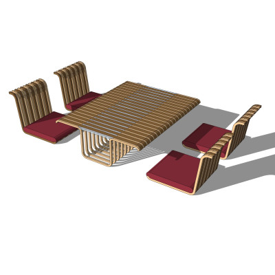 日式餐桌椅su模型