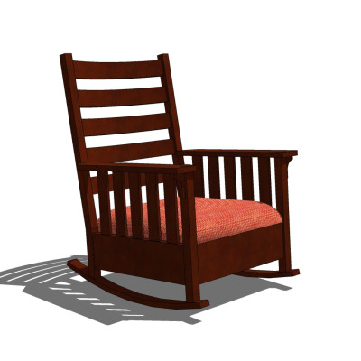 中式实木摇椅户外椅su模型