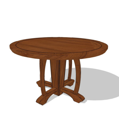 美式实木餐桌su模型