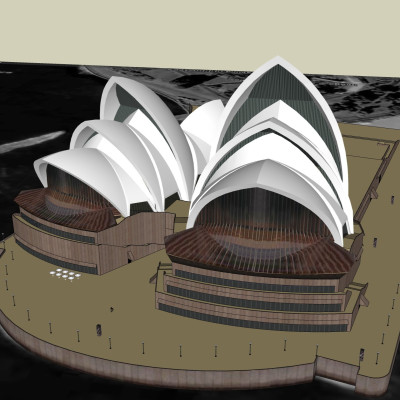 现代悉尼歌剧院外观su模型