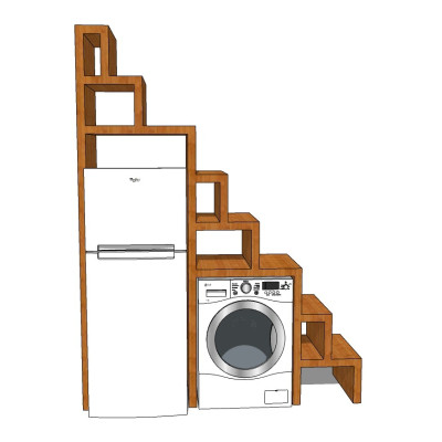 现代洗衣机冰箱su模型