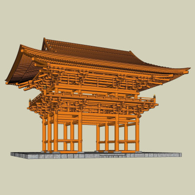 中式门楼su模型