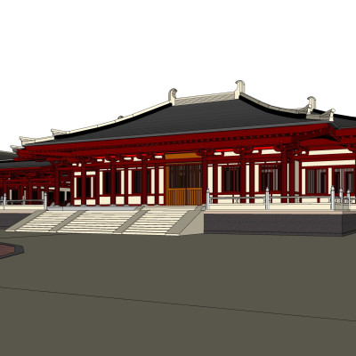日式寺院殿宇su模型