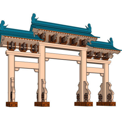 中式门楼su模型