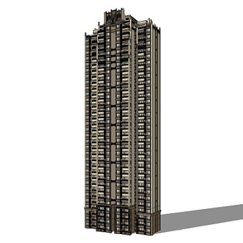 新古典高层公寓楼su模型