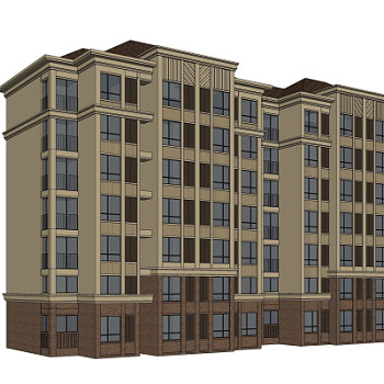 新古典公寓楼su模型