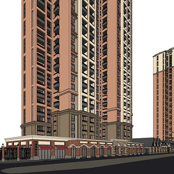 新古典高层公寓楼su模型