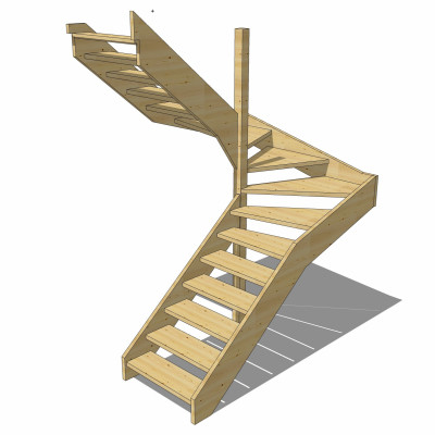 自然风实木楼梯su模型